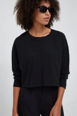 Μακρυμάνικο Βαμβακερή μπλούζα με μακριά μανίκια Pepe Jeans μαύρο