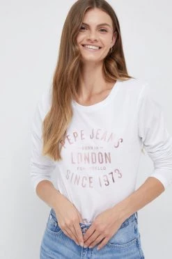 Μακρυμάνικο Βαμβακερή μπλούζα με μακριά μανίκια Pepe Jeans άσπρο -Pepe Jeans Sales Store unnamed file 4449