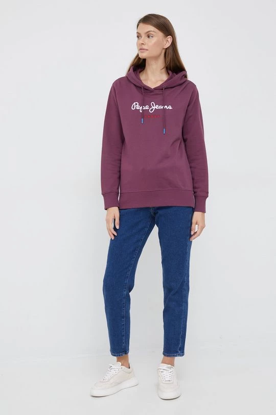 Χωρίς φερμουάρ Βαμβακερή μπλούζα Pepe Jeans χρώμα: μοβ, 4 Χωρίς φερμουάρ Βαμβακερή μπλούζα Pepe Jeans χρώμα: μοβ, - Image 2