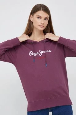 Χωρίς φερμουάρ Βαμβακερή μπλούζα Pepe Jeans χρώμα: μοβ, 9 Χωρίς φερμουάρ Βαμβακερή μπλούζα Pepe Jeans χρώμα: μοβ, -Pepe Jeans Sales Store unnamed file 4613