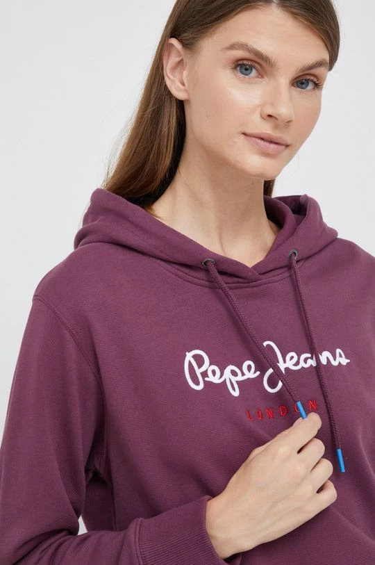 Χωρίς φερμουάρ Βαμβακερή μπλούζα Pepe Jeans χρώμα: μοβ, 6 Χωρίς φερμουάρ Βαμβακερή μπλούζα Pepe Jeans χρώμα: μοβ, - Image 4