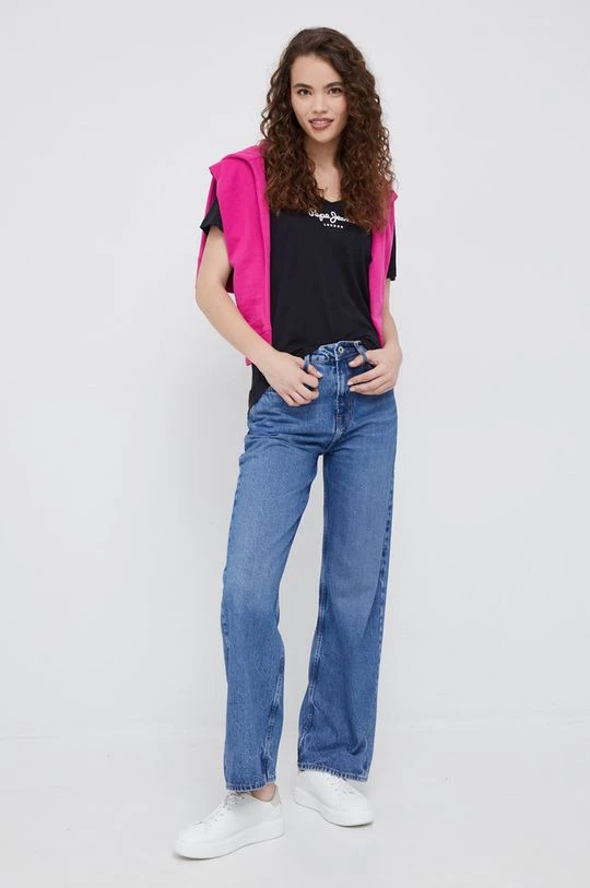 Κοντομάνικο Βαμβακερό μπλουζάκι Pepe Jeans μαύρο 4 Κοντομάνικο Βαμβακερό μπλουζάκι Pepe Jeans μαύρο - Image 2