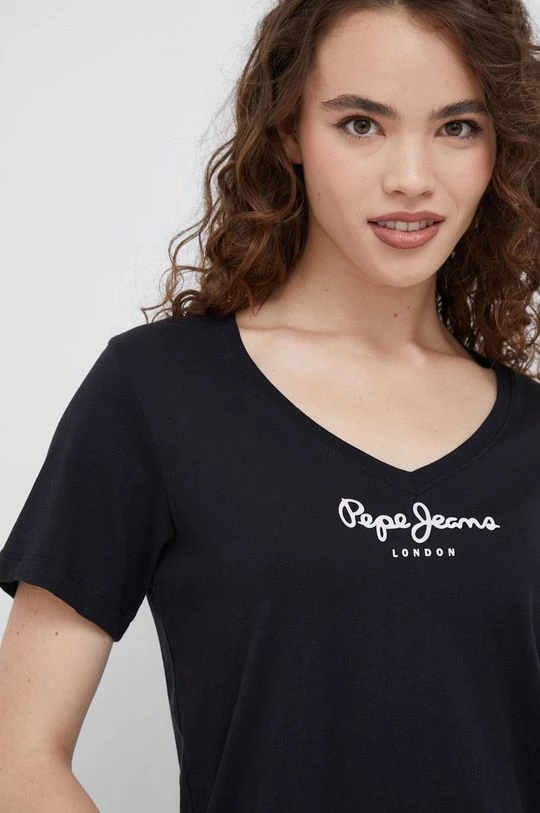 Κοντομάνικο Βαμβακερό μπλουζάκι Pepe Jeans μαύρο 6 Κοντομάνικο Βαμβακερό μπλουζάκι Pepe Jeans μαύρο - Image 4