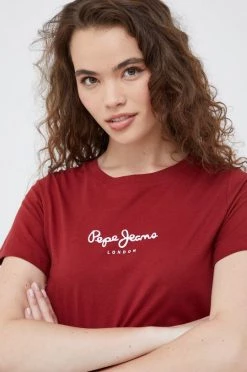 Κοντομάνικο Βαμβακερό μπλουζάκι Pepe Jeans κάστανο -Pepe Jeans Sales Store unnamed file 4717