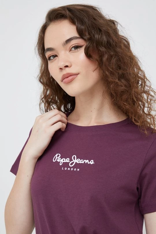 Κοντομάνικο Βαμβακερό μπλουζάκι Pepe Jeans μοβ 6 Κοντομάνικο Βαμβακερό μπλουζάκι Pepe Jeans μοβ - Image 4