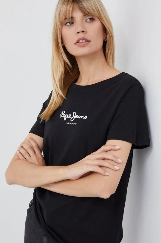 Κοντομάνικο Βαμβακερό μπλουζάκι Pepe Jeans μαύρο 3 Κοντομάνικο Βαμβακερό μπλουζάκι Pepe Jeans μαύρο