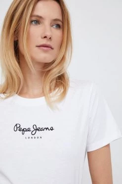 Κοντομάνικο Βαμβακερό μπλουζάκι Pepe Jeans άσπρο -Pepe Jeans Sales Store unnamed file 4750