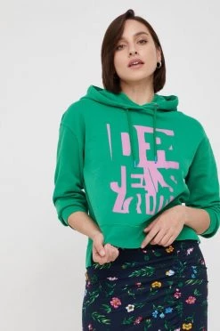 Χωρίς φερμουάρ Βαμβακερή μπλούζα Pepe Jeans χρώμα: πράσινο