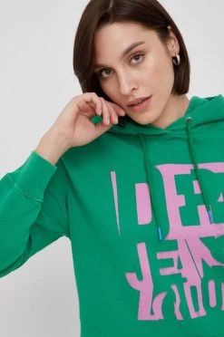 Χωρίς φερμουάρ Βαμβακερή μπλούζα Pepe Jeans χρώμα: πράσινο -Pepe Jeans Sales Store unnamed file 4820