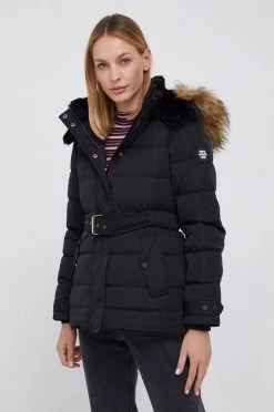 Μακριά μπουφάν Μπουφάν με επένδυση από πούπουλα Pepe Jeans FRIDA χρώμα: μαύρο