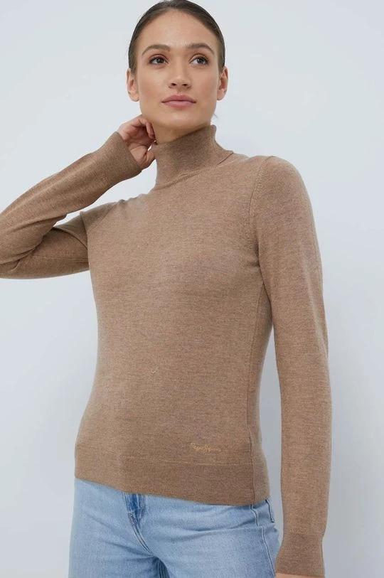 Χωρίς φερμουάρ Μάλλινο πουλόβερ Pepe Jeans Balme χρώμα: μπεζ 3 Χωρίς φερμουάρ Μάλλινο πουλόβερ Pepe Jeans Balme χρώμα: μπεζ