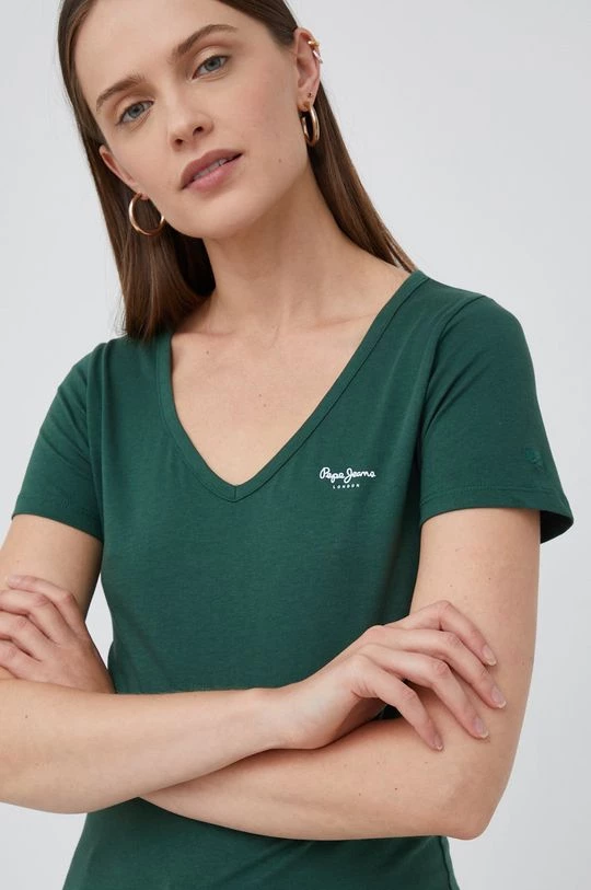 Κοντομάνικο Βαμβακερό μπλουζάκι Pepe Jeans πράσινο 6 Κοντομάνικο Βαμβακερό μπλουζάκι Pepe Jeans πράσινο - Image 4