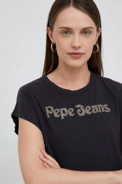 Κοντομάνικο Βαμβακερό μπλουζάκι Pepe Jeans μαύρο -Pepe Jeans Sales Store unnamed file 5310