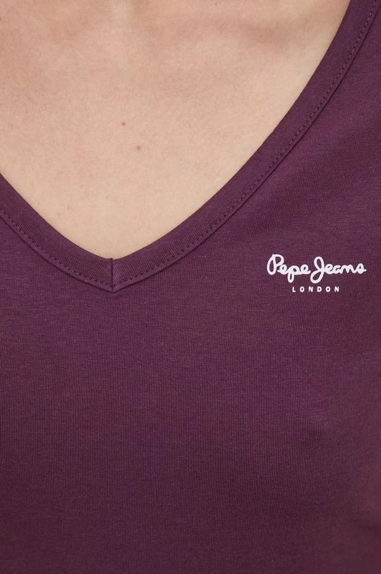 Κοντομάνικο Βαμβακερό μπλουζάκι Pepe Jeans μοβ 6 Κοντομάνικο Βαμβακερό μπλουζάκι Pepe Jeans μοβ - Image 4