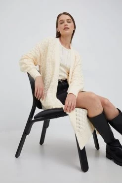 Με φερμουάρ Πλεκτή ζακέτα Pepe Jeans μπεζ