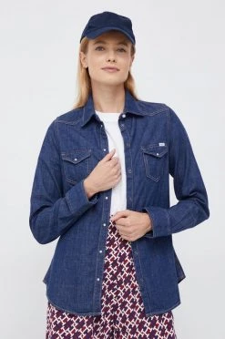 Πουκάμισα Βαμβακερό πουκάμισο Pepe Jeans ναυτικό μπλε,