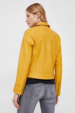 Κοντά μπουφάν Δερμάτινη ραμονέσκα Pepe Jeans χρώμα: κίτρινο, -Pepe Jeans Sales Store unnamed file 5489