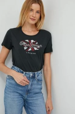 Κοντομάνικο Βαμβακερό μπλουζάκι Pepe Jeans γκρι