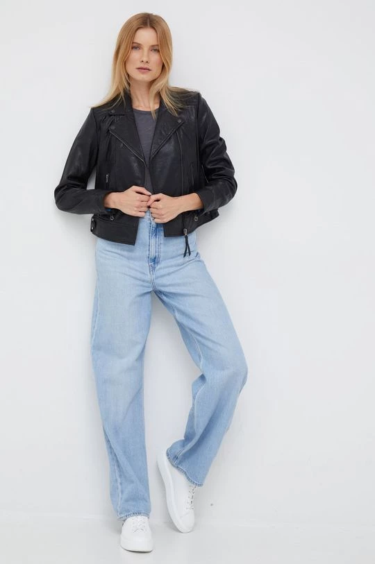 Κοντά μπουφάν Δερμάτινη ραμονέσκα Pepe Jeans χρώμα: μαύρο 4 Κοντά μπουφάν Δερμάτινη ραμονέσκα Pepe Jeans χρώμα: μαύρο - Image 2