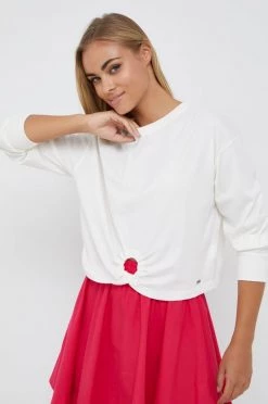 Μακρυμάνικο Βαμβακερή μπλούζα με μακριά μανίκια Pepe Jeans μπεζ