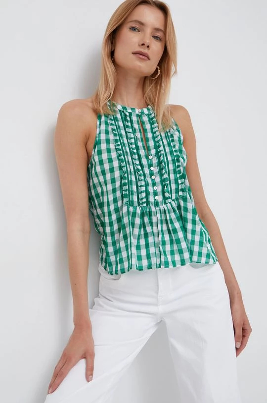 Μπλούζες Βαμβακερή μπλούζα Pepe Jeans χρώμα: πράσινο 4 Μπλούζες Βαμβακερή μπλούζα Pepe Jeans χρώμα: πράσινο - Image 2