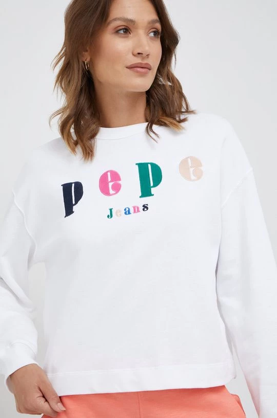 Χωρίς φερμουάρ Βαμβακερή μπλούζα Pepe Jeans χρώμα: άσπρο 6 Χωρίς φερμουάρ Βαμβακερή μπλούζα Pepe Jeans χρώμα: άσπρο - Image 4