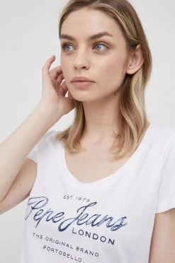 Κοντομάνικο Βαμβακερό μπλουζάκι Pepe Jeans Baia άσπρο -Pepe Jeans Sales Store unnamed file 5927