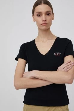 Κοντομάνικο Βαμβακερό μπλουζάκι Pepe Jeans Bleu N μαύρο