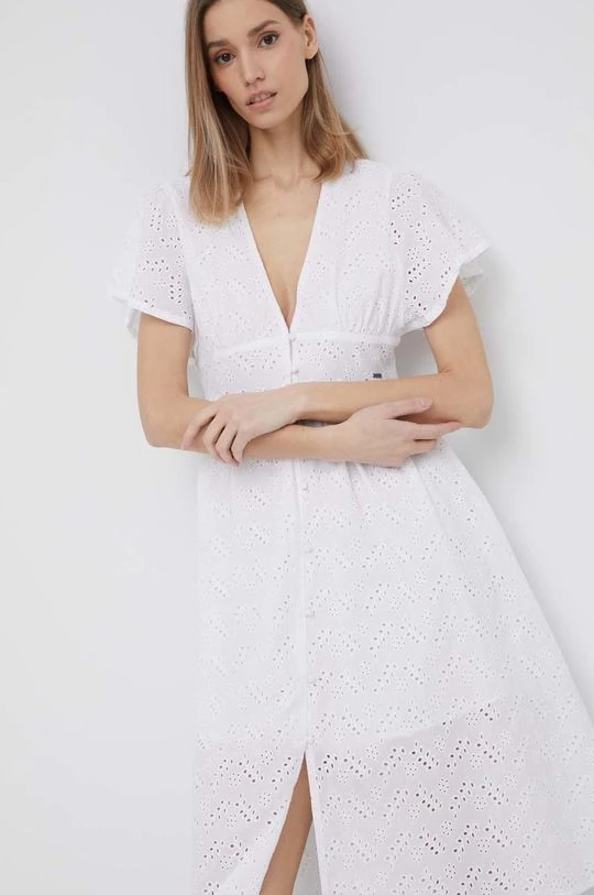 Φορέματα Βαμβακερό φόρεμα Pepe Jeans Mae άσπρο, 4 Φορέματα Βαμβακερό φόρεμα Pepe Jeans Mae άσπρο, - Image 2