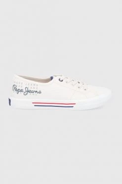 Χαμηλά Πάνινα παπούτσια Pepe Jeans Brady W Logo χρώμα: άσπρο