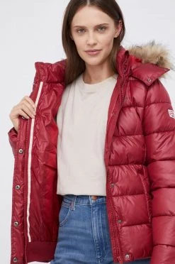 Κοντά μπουφάν Μπουφάν Pepe Jeans JUNE χρώμα: κόκκινο -Pepe Jeans Sales Store unnamed file 6277
