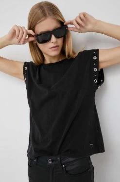 Κοντομάνικο Βαμβακερό μπλουζάκι Pepe Jeans Candy χρώμα: μαύρο -Pepe Jeans Sales Store unnamed file 6453