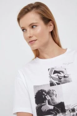 Κοντομάνικο Βαμβακερό μπλουζάκι Pepe Jeans άσπρο -Pepe Jeans Sales Store unnamed file 646