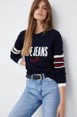 Χωρίς φερμουάρ Πουλόβερ με προσθήκη μαλλιού Pepe Jeans χρώμα: ναυτικό μπλε