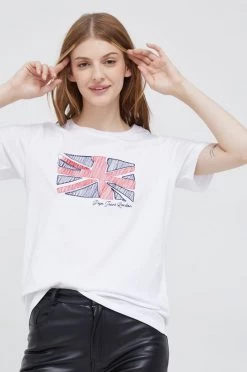 Κοντομάνικο Βαμβακερό μπλουζάκι Pepe Jeans άσπρο -Pepe Jeans Sales Store unnamed file 663