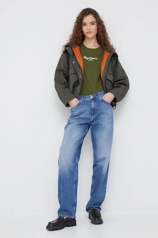 Κοντομάνικο Βαμβακερό μπλουζάκι Pepe Jeans πράσινο 4 Κοντομάνικο Βαμβακερό μπλουζάκι Pepe Jeans πράσινο - Image 2