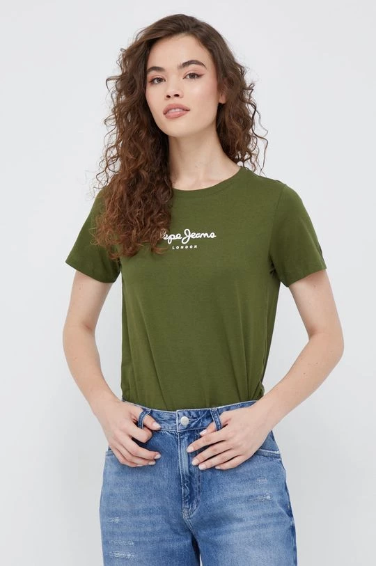 Κοντομάνικο Βαμβακερό μπλουζάκι Pepe Jeans πράσινο 6 Κοντομάνικο Βαμβακερό μπλουζάκι Pepe Jeans πράσινο - Image 4