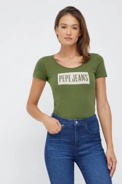 Κοντομάνικο Βαμβακερό μπλουζάκι Pepe Jeans πράσινο -Pepe Jeans Sales Store unnamed file 6710