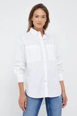 Πουκάμισα Βαμβακερό πουκάμισο Pepe Jeans άσπρο