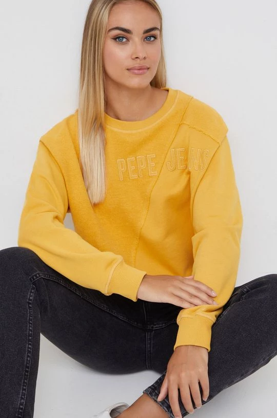 Χωρίς φερμουάρ Βαμβακερή μπλούζα Pepe Jeans χρώμα: κίτρινο 3 Χωρίς φερμουάρ Βαμβακερή μπλούζα Pepe Jeans χρώμα: κίτρινο