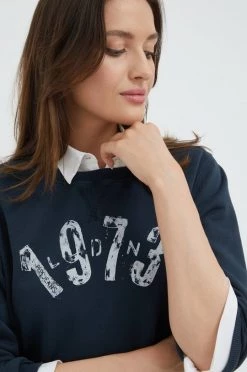 Χωρίς φερμουάρ Βαμβακερή μπλούζα Pepe Jeans χρώμα: ναυτικό μπλε -Pepe Jeans Sales Store unnamed file 6776