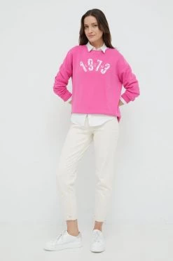 Χωρίς φερμουάρ Βαμβακερή μπλούζα Pepe Jeans χρώμα: μοβ,