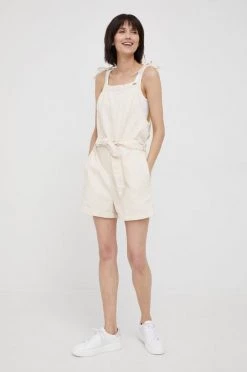 Ολόσωμες φόρμες Βαμβακερή φόρμα Pepe Jeans Zoe Ecru μπεζ