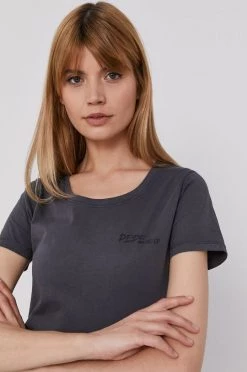 Pepe Jeans Sales Store 4 Κοντομάνικο Μπλουζάκι Pepe Jeans χρώμα: γκρι