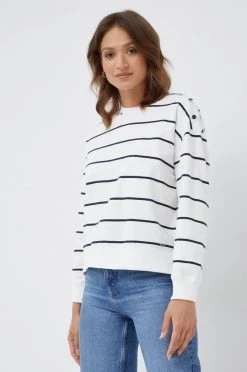 Χωρίς φερμουάρ Βαμβακερή μπλούζα Pepe Jeans χρώμα: άσπρο