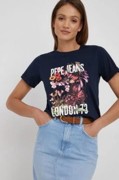 Κοντομάνικο Βαμβακερό μπλουζάκι Pepe Jeans ναυτικό μπλε -Pepe Jeans Sales Store unnamed file 717