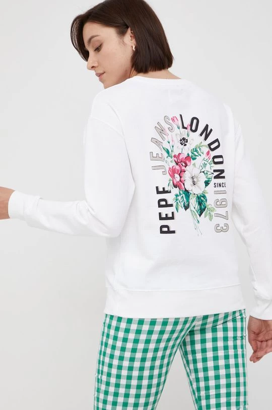 Χωρίς φερμουάρ Βαμβακερή μπλούζα Pepe Jeans χρώμα: άσπρο 3 Χωρίς φερμουάρ Βαμβακερή μπλούζα Pepe Jeans χρώμα: άσπρο