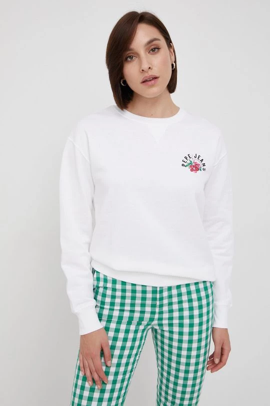 Χωρίς φερμουάρ Βαμβακερή μπλούζα Pepe Jeans χρώμα: άσπρο 5 Χωρίς φερμουάρ Βαμβακερή μπλούζα Pepe Jeans χρώμα: άσπρο - Image 3