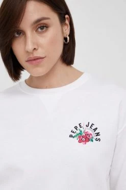 Χωρίς φερμουάρ Βαμβακερή μπλούζα Pepe Jeans χρώμα: άσπρο 10 Χωρίς φερμουάρ Βαμβακερή μπλούζα Pepe Jeans χρώμα: άσπρο -Pepe Jeans Sales Store unnamed file 766