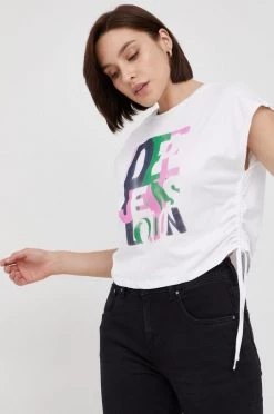 Αμάνικος Βαμβακερό τοπ Pepe Jeans άσπρο